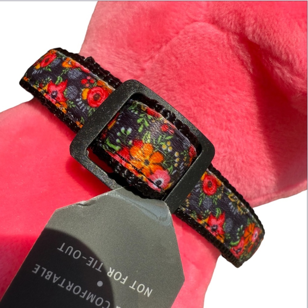 RETRIEVER FLORAL 1/2” ADJUSTABLE DOG COLLAR *XS-S, 12” *SATIN RIBBON *NWT, NEW